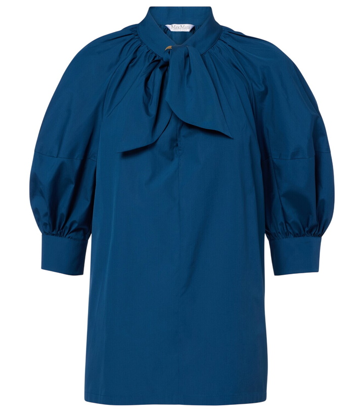 Photo: Max Mara Tie-neck cotton poplin blouse