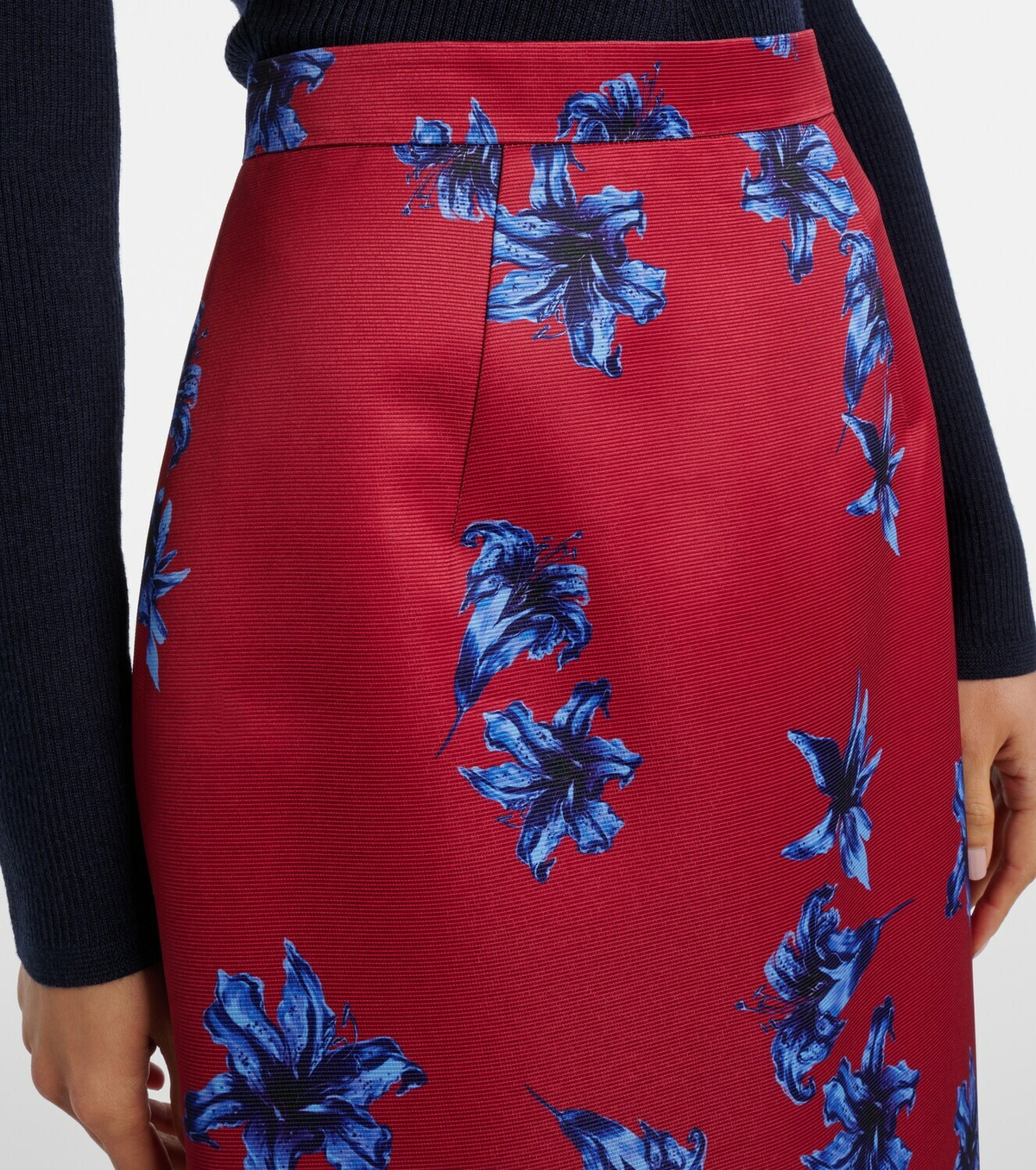 Emilia Wickstead Lorelei floral duchess satin pencil skirt