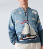 Bode Pinafore bow-detail cotton jacquard sweater