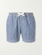 Drake's - Straight-Leg Striped Cotton Drawstring Shorts - Blue