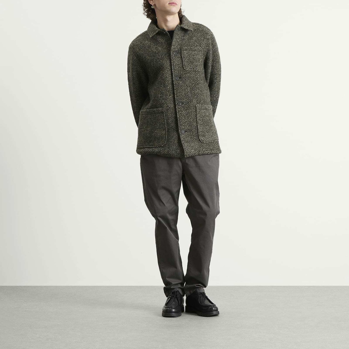 Kestin Men's Ormiston Jacket in Moss Herringbone Wool