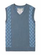 MANAAKI - Manaia Slim-Fit Intarsia Cotton Sweater Vest - Blue