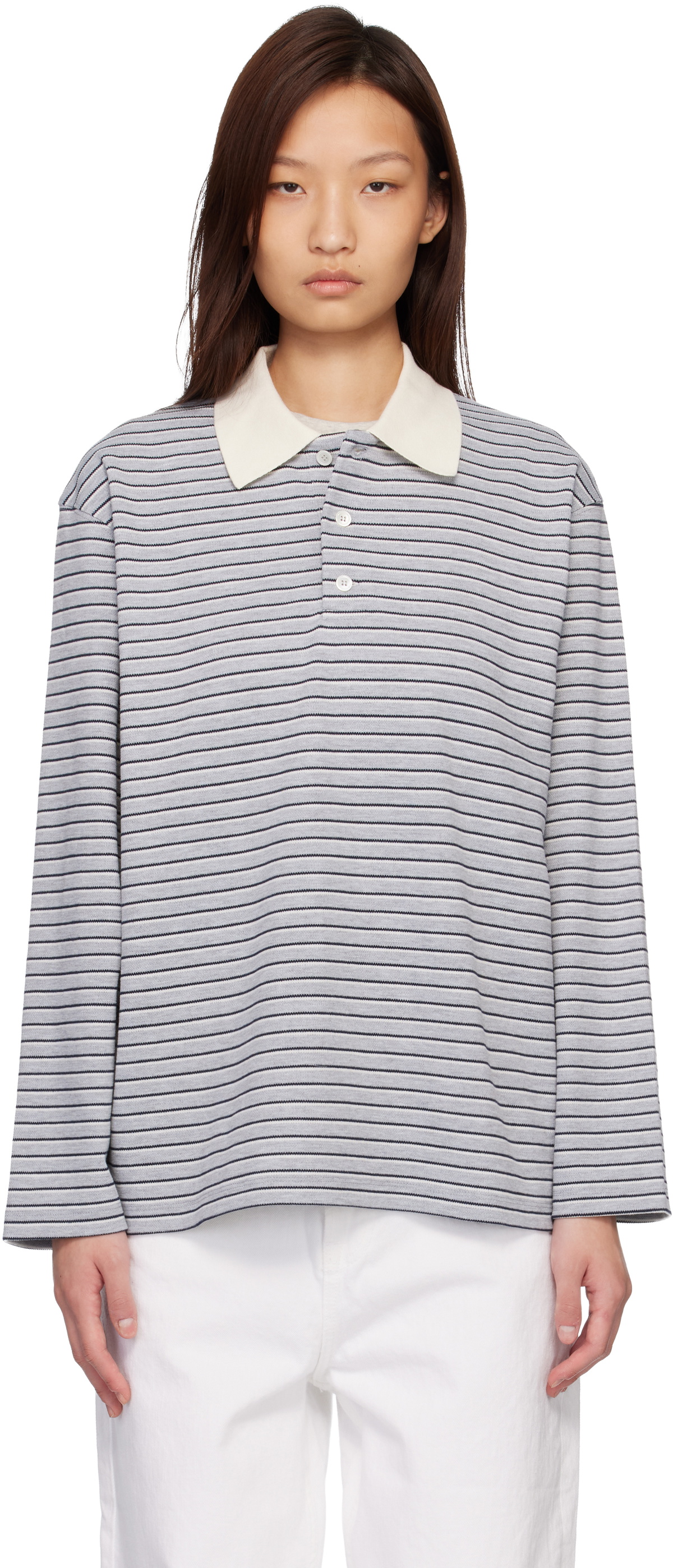 COOR Gray Multi-Stripe Pique Polo