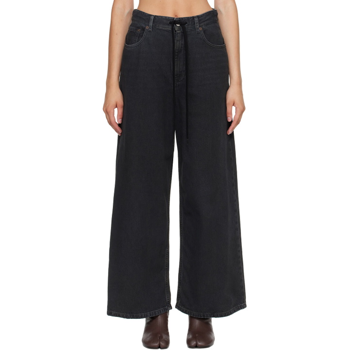 Photo: MM6 Maison Margiela Black Drawstring Jeans