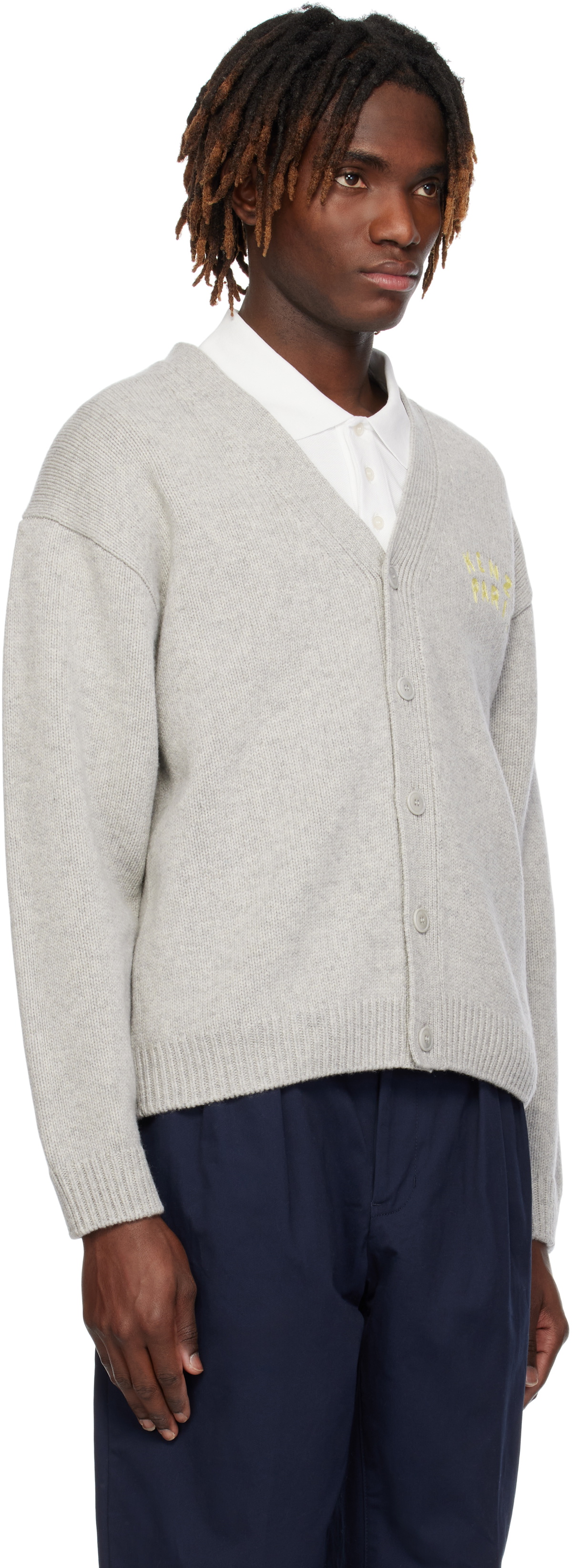 Kenzo Gray Kenzo Paris 'KENZO Dragonfly' Embroidered Cardigan Kenzo