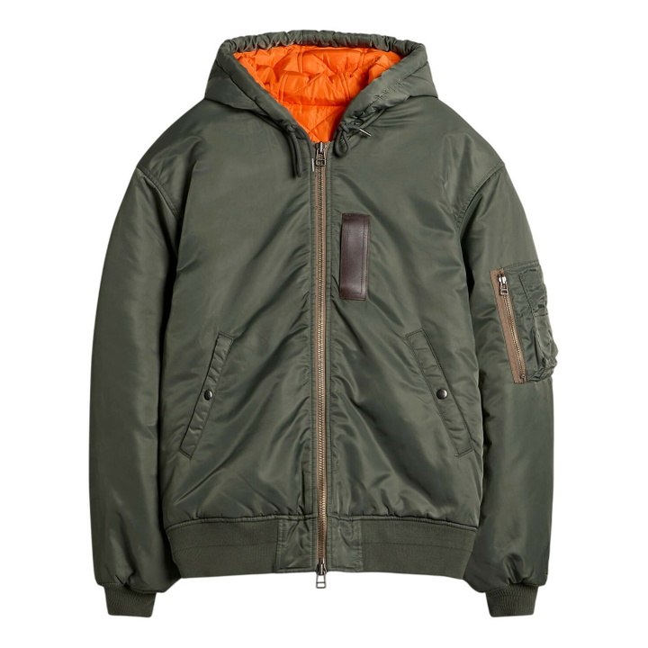 Photo: FrizmWORKS Men's Active Ma-1 Hooded Parka Jacket in Olive