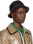 Gucci Black Lambskin Cloche Beach Hat