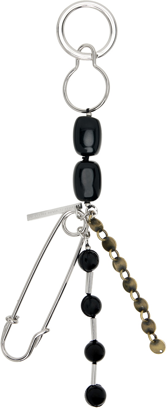 Dries van noten / キルトピン キーチェーン Dries Van Noten Silver & Black Safety Pin Keychain Dries Van