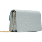Valentino Garavani Blue VLogo Signature Chain Moiré Fabric Wallet Bag