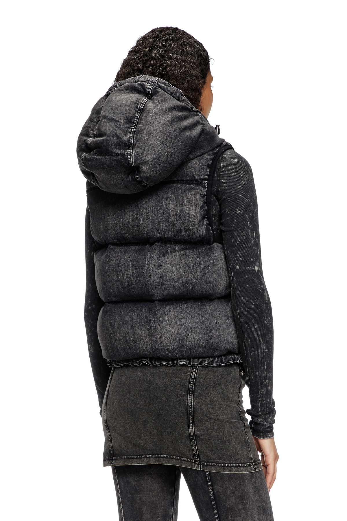 Diesel Hooded puffer vest in shiny ripstop - Winter Jackets
