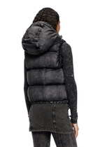 Diesel Hooded puffer vest in faded denim - Winter Jackets Womens in Black