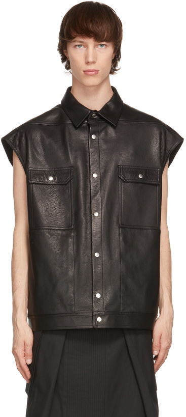 Photo: Rick Owens Black Leather Jumbo Outershirt Jacket