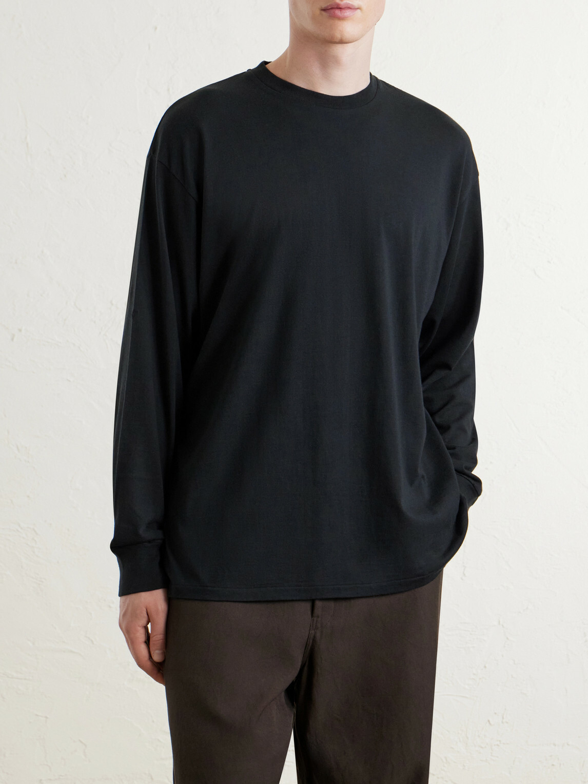 A.PRESSE - Cotton and Cashmere-Blend T-Shirt - Black