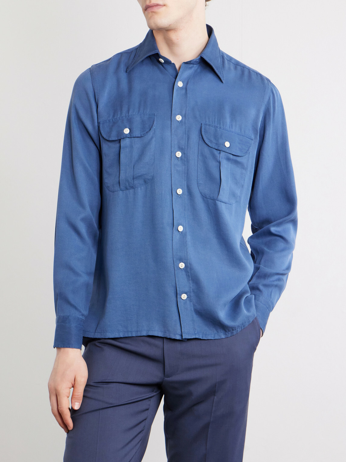 J. Mueser - TENCEL™ Lyocell-Twill Shirt - Blue