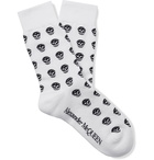 Alexander McQueen - Skull-Intarsia Cotton-Blend Socks - White