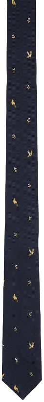Photo: Thom Browne Navy Classic Birds And Bees Tie