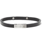 SAINT LAURENT - Logo-Engraved Leather and Silver-Tone Bracelet - Black