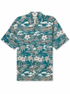 Go Barefoot - Convertible-Collar Printed Cotton Shirt - Blue