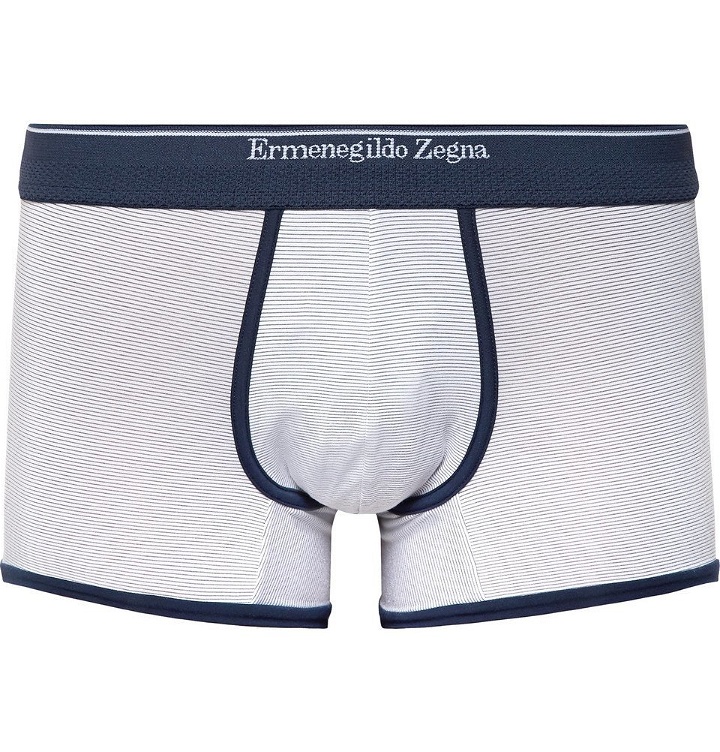 Photo: Ermenegildo Zegna - Striped Stretch Modal-Blend Boxer Briefs - Men - White