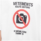 Vetements Men's No Social Media Couture T-Shirt in White