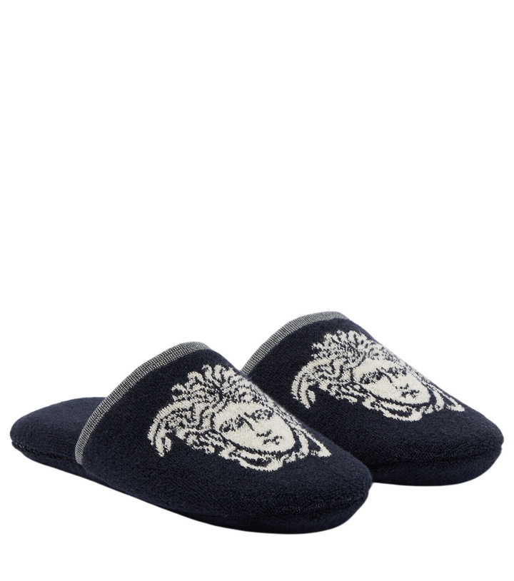 Photo: Versace Home Medusa cotton terry slippers