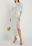 Roberta Einer Drama Sequin-embellished Stretch-mesh Maxi Dress Silver