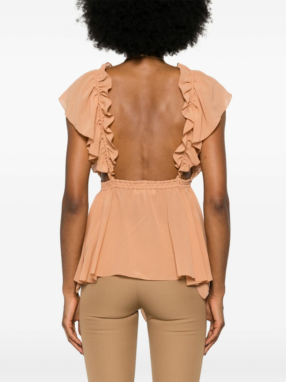 Chloé Orange Ruffled Silk Blouse
