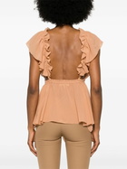 Chloé Orange Ruffled Silk Blouse