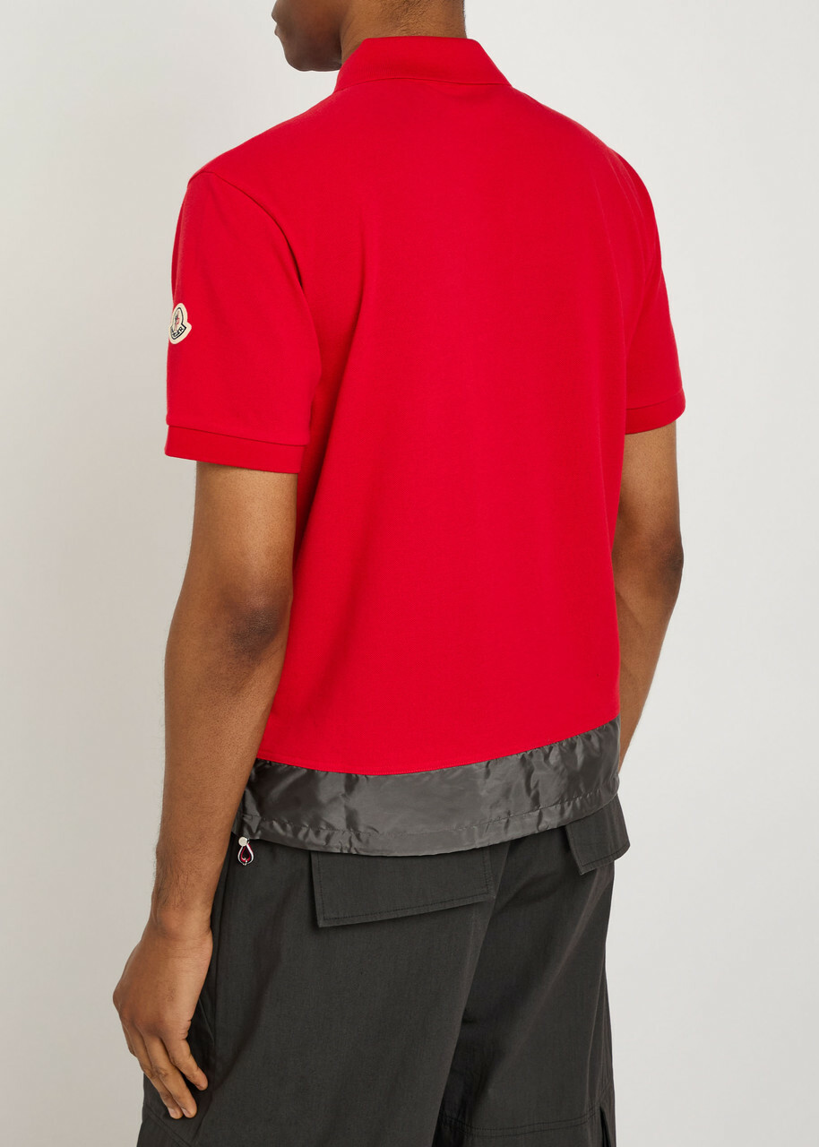 Moncler Logo-appliquéd Piqué Cotton Polo Shirt Red