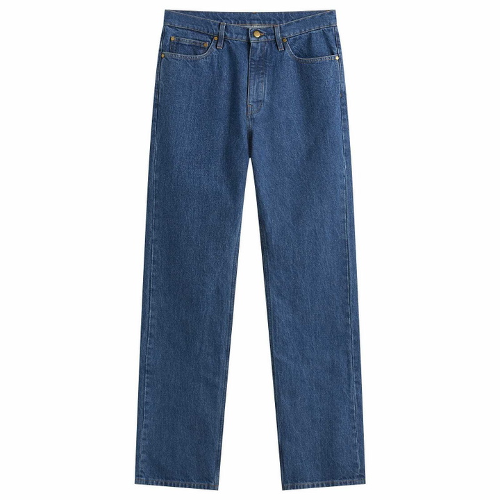 Photo: Jil Sander Men's Straight Cut Denim Jeans in Medium Denim