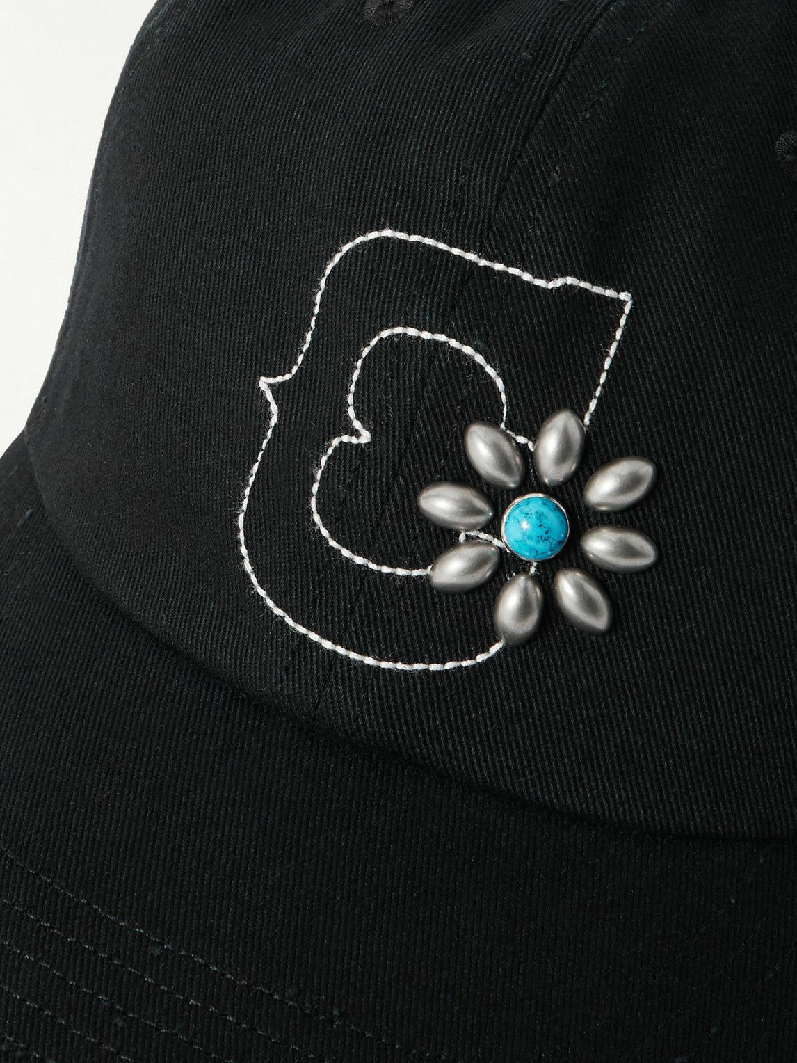 Cherry Los Angeles - Logo-Embroidered Embellished Cotton