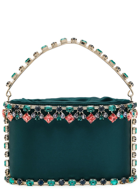 Photo: Rosantica Holli Buganville Crystal-embellished Satin top Handle bag - Teal - One Size