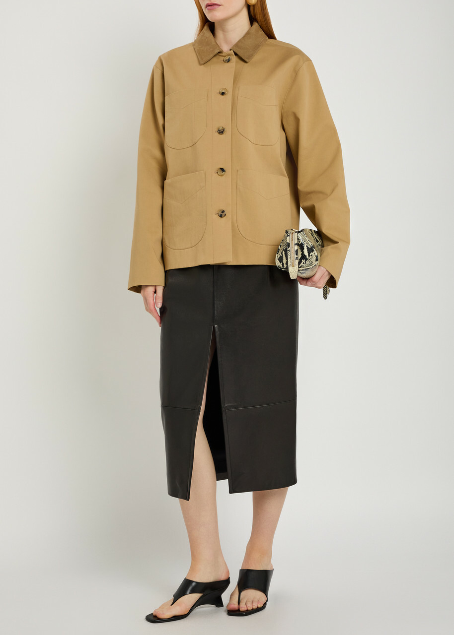 Khaite Wyatt Suede and Cotton Jacket Beige