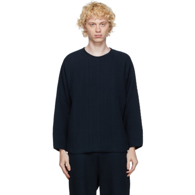 Photo: Homme Plisse Issey Miyake Navy Knit Rustic Sweater