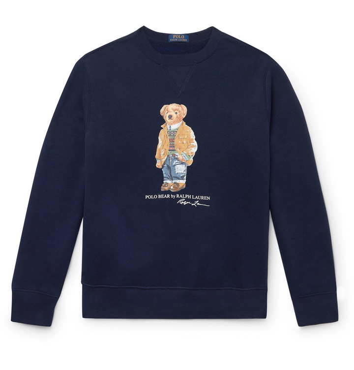 Photo: POLO RALPH LAUREN - Printed Fleece-Back Cotton-Blend Jersey Sweatshirt - Blue