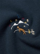 De Bonne Facture - Embroidered Cotton-Jersey Hoodie - Blue