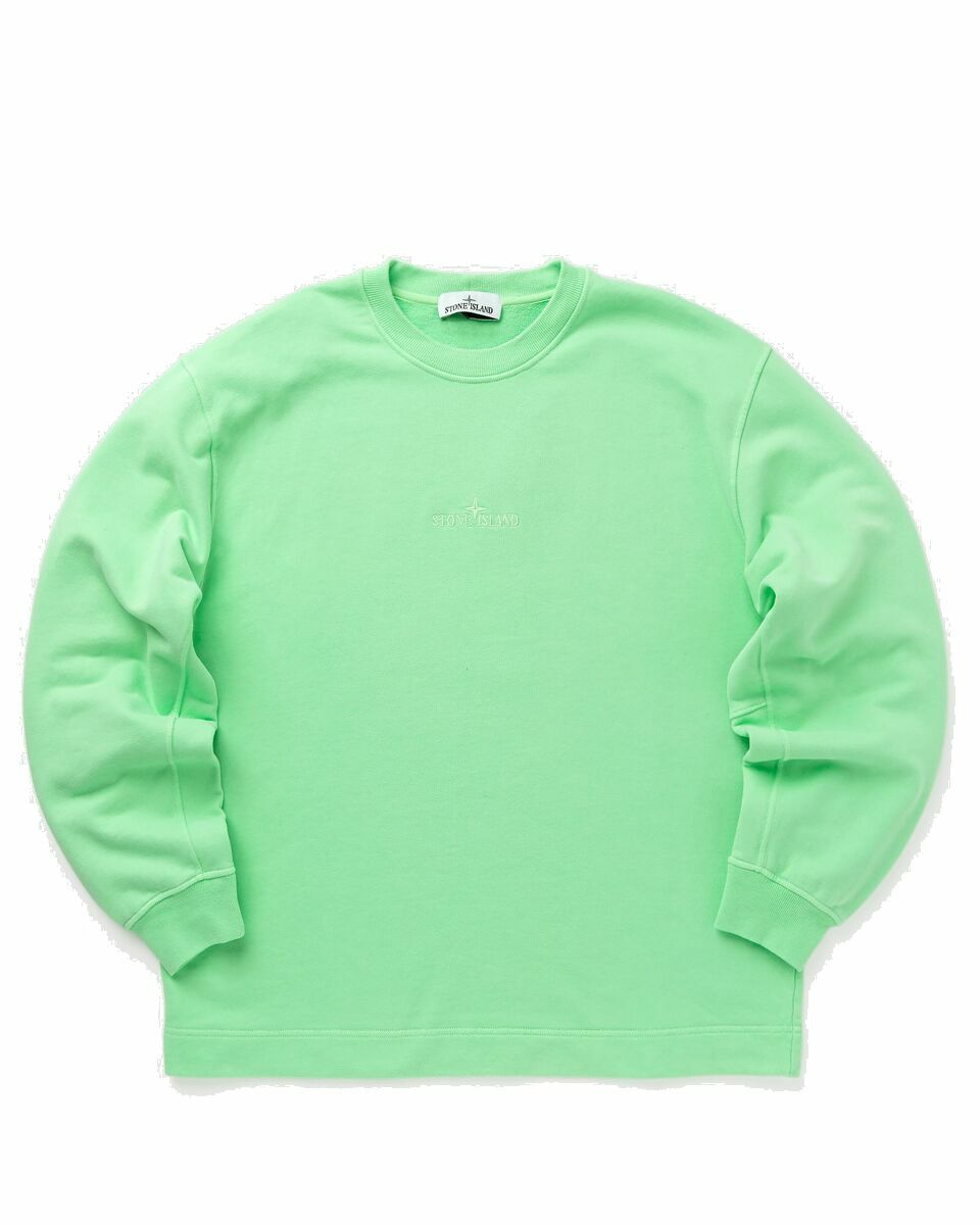 Photo: Stone Island Sweat Shirt Brushed Cotton Fleece, Garment Dyed Green - Mens - Sweatshirts