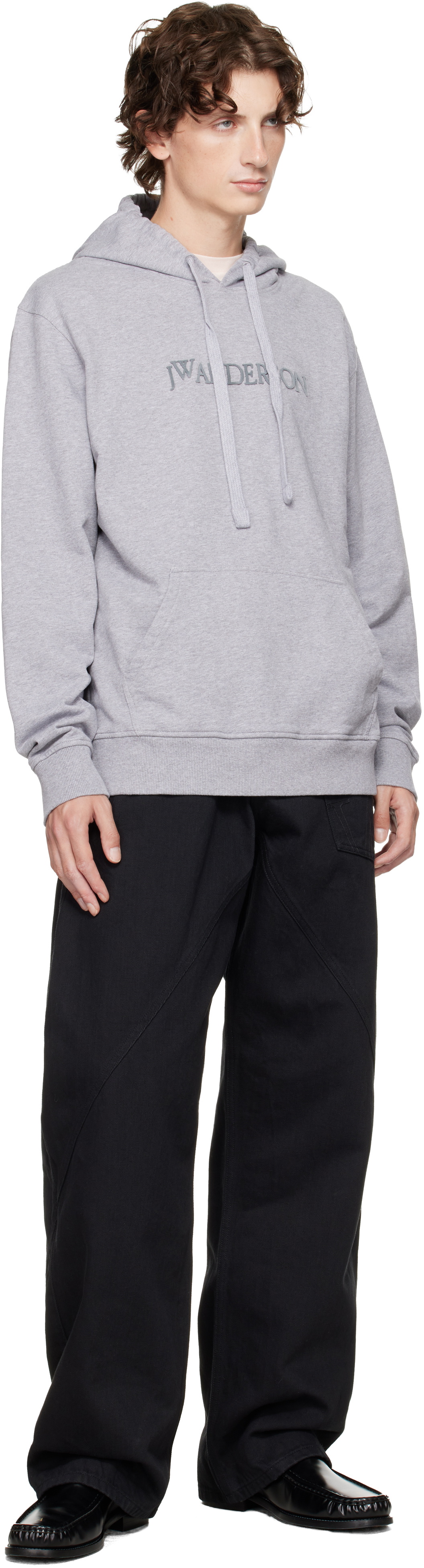 JW Anderson Gray Logo Embroidery Hoodie