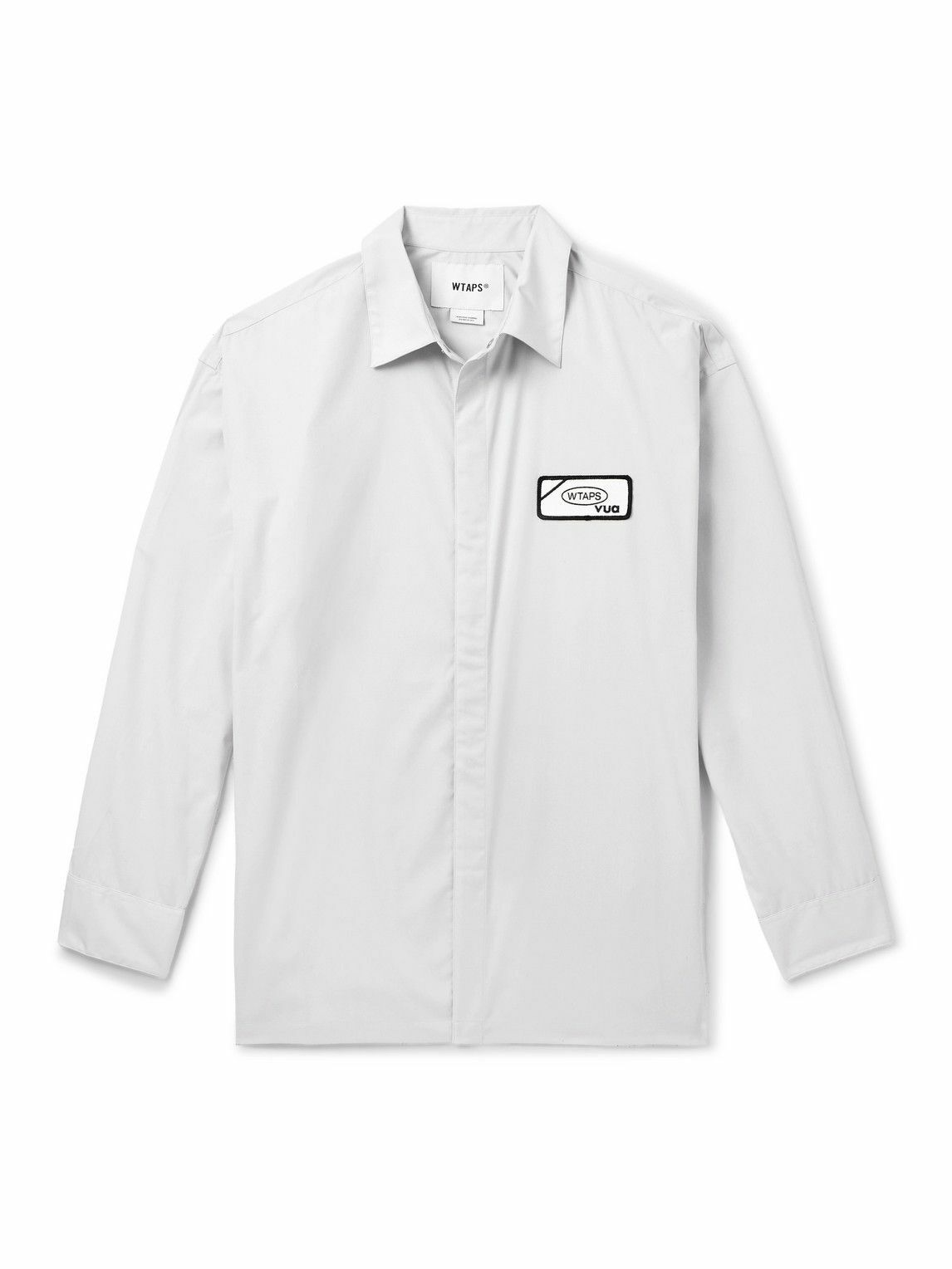 WTAPS - Repo Logo-Appliquéd Cotton-Blend Broadcloth Shirt - Gray WTAPS