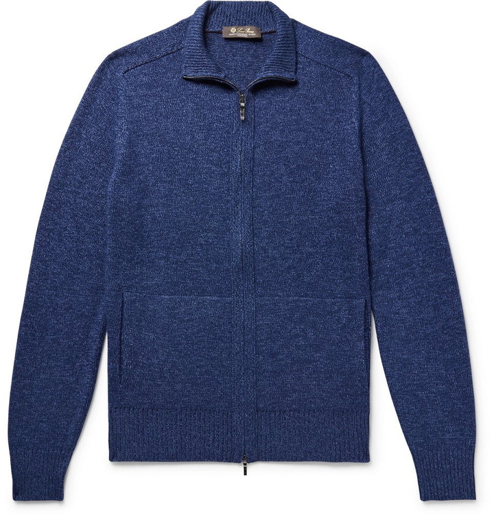 Photo: Loro Piana - Mélange Baby Cashmere and Silk-Blend Zip-Up Cardigan - Men - Blue