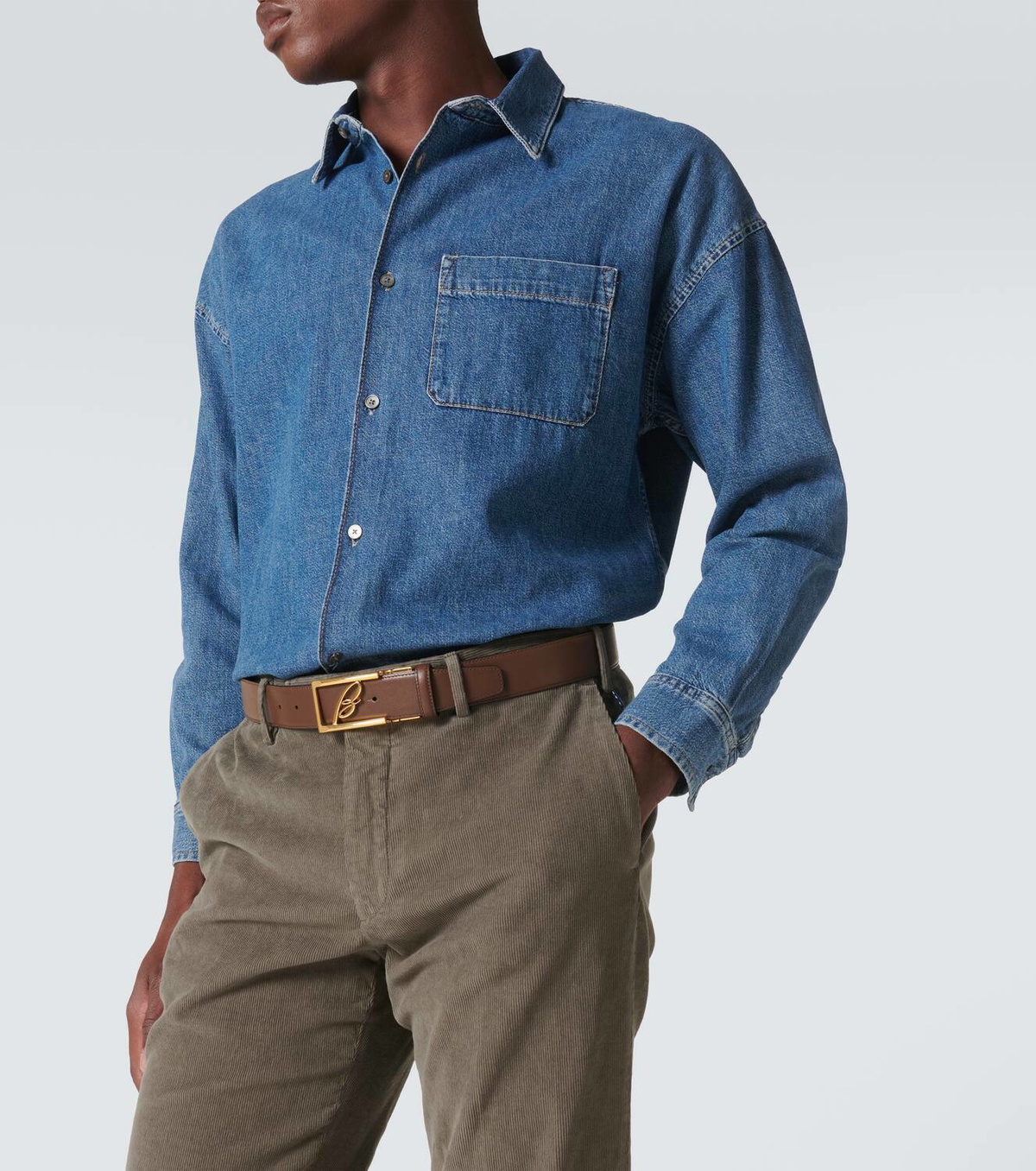 Brioni Logo reversible leather belt