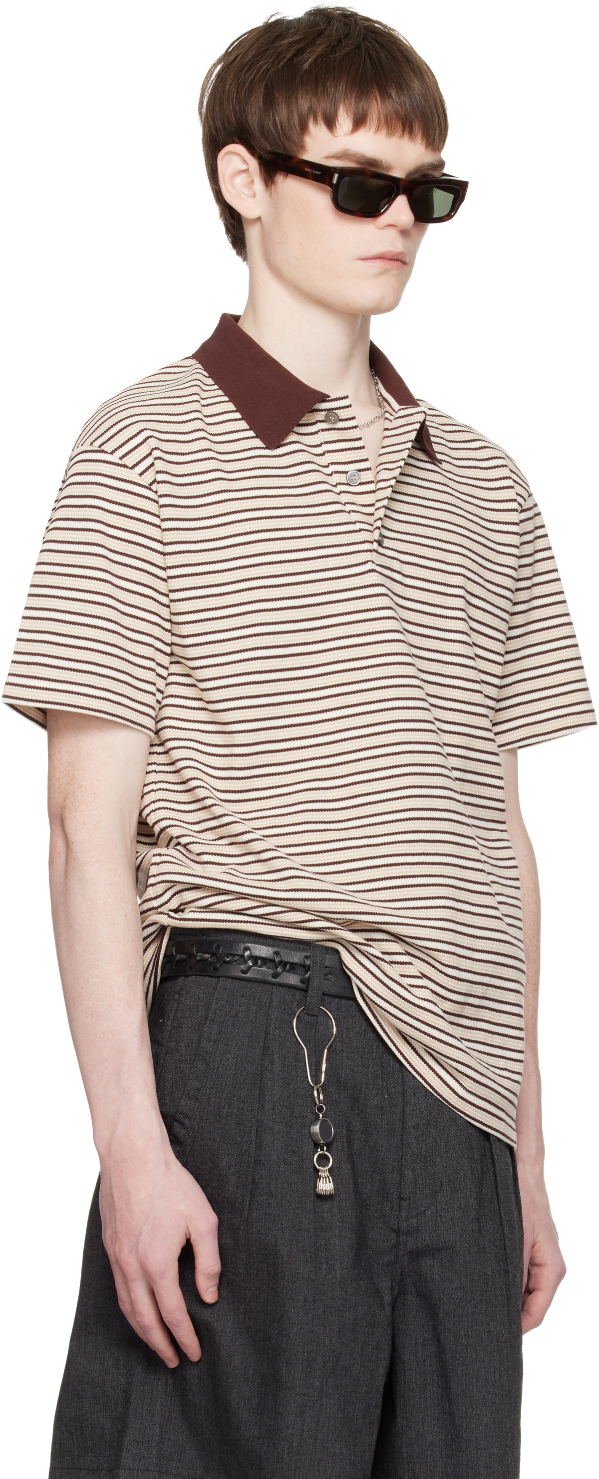 COOR Beige Multi-Pin Stripe Polo