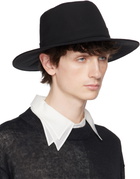 YOHJI YAMAMOTO Black Wool Gabardine Wide Middle Brim Hat
