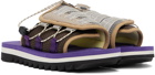 Suicoke Brown & Purple DAO-2ab Sandals