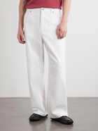 LOEWE - Wide-Leg Anagram-Embroidered Jeans - White
