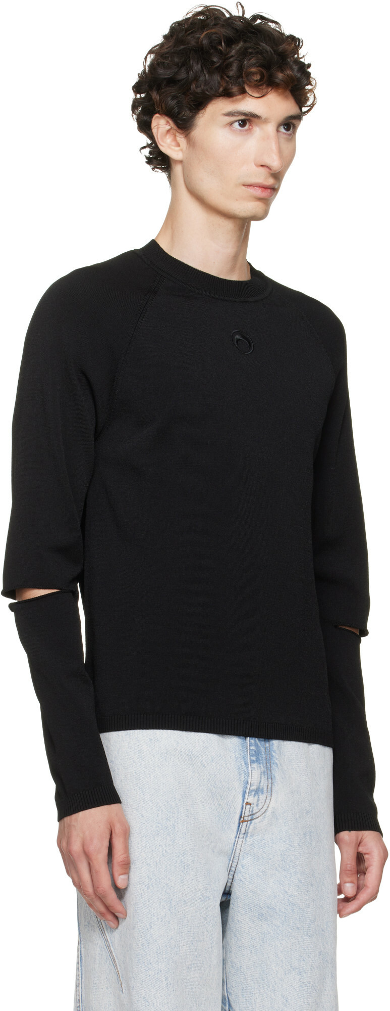 Marine Serre Black Moon Logo Knit Slit Sweater