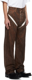 Y/Project SSENSE XX Brown Cut-Out Jeans