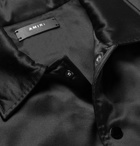 AMIRI - Leather-Appliquéd Satin Bomber Jacket - Men - Black
