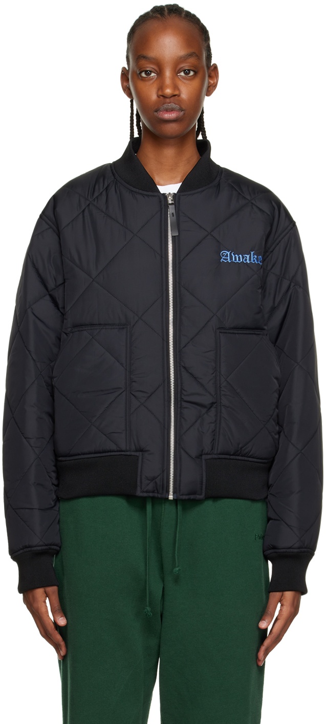 awake ny QUILTED PATCH BOMBER JACKET
