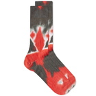 RoToTo Tie Dye Formal Crew Sock in Dark Grey/Red